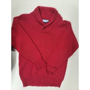 Fieldmaster Red‎ Wool Knit Shawl Collar Button Pullover Sweater Womens